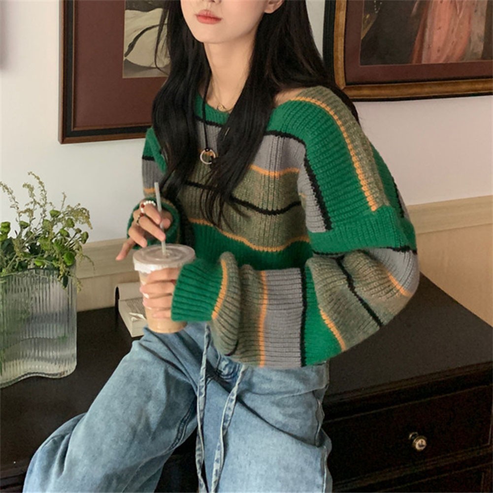 Lightweight Striped Crop Sweatshirt Designed for Casual Spring Outfits - Picture 17 of 22
