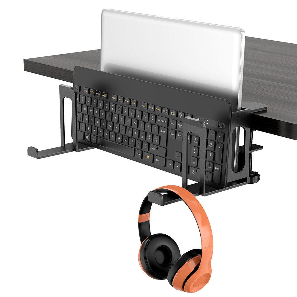 Support et support casque vertical noir élégant pour ordinateur portable pour organisation de bureau - Photo 12/12