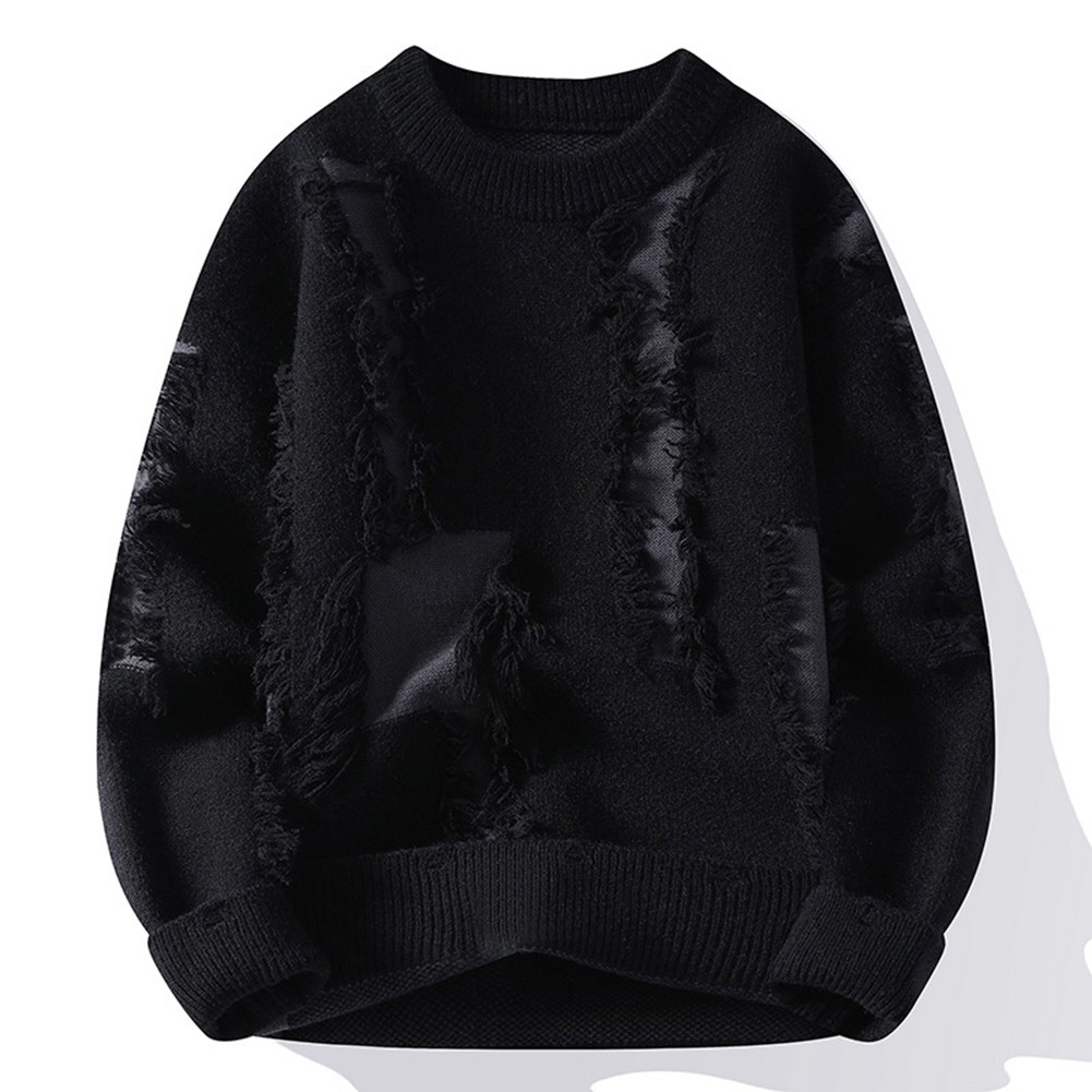 Modischer Herren Strickpullover Pullover mit zerrissenen Designelementen - Bild 13 von 18