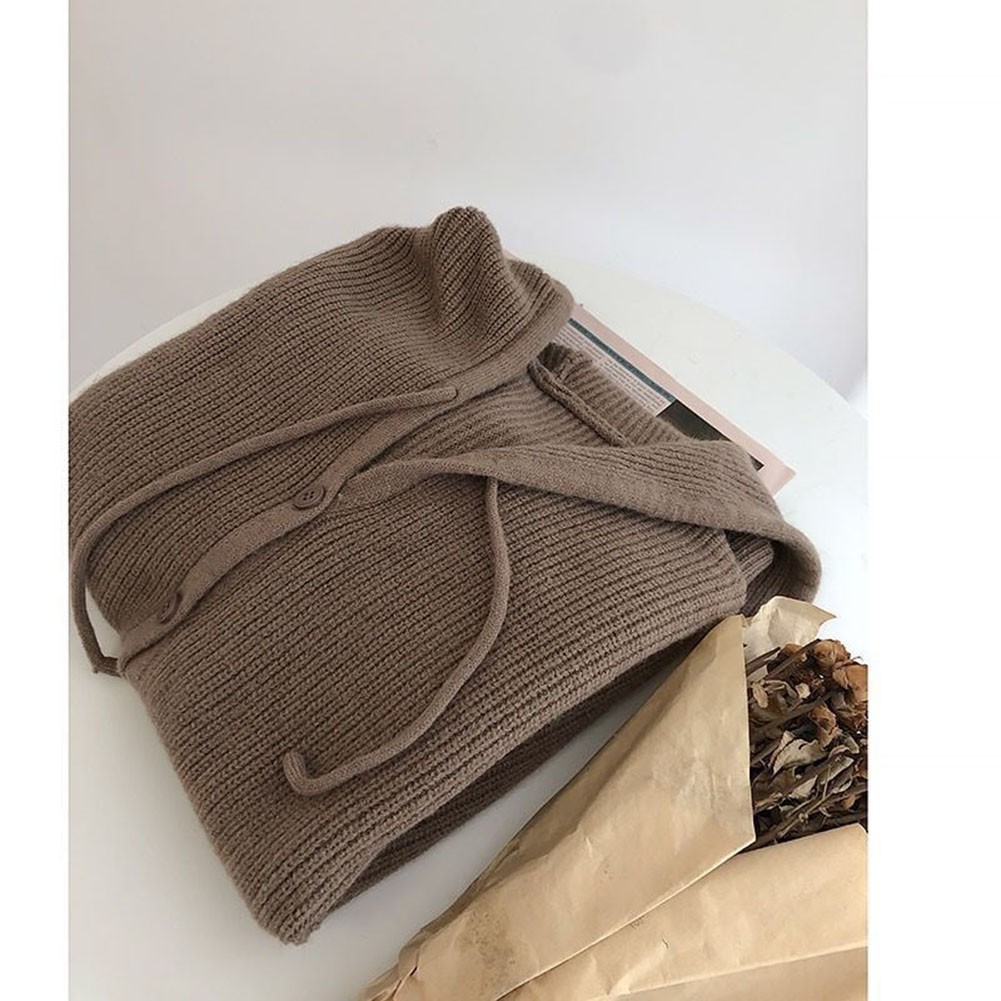 Diverse Color Options Women's Cozy Hooded Sweater with Button Features - Picture 43 of 45