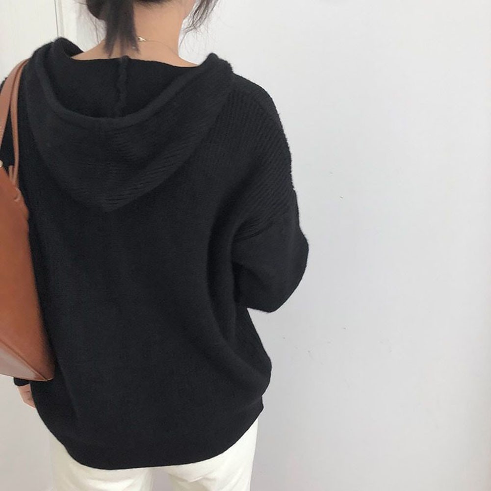 Diverse Color Options Women's Cozy Hooded Sweater with Button Features - Picture 25 of 45