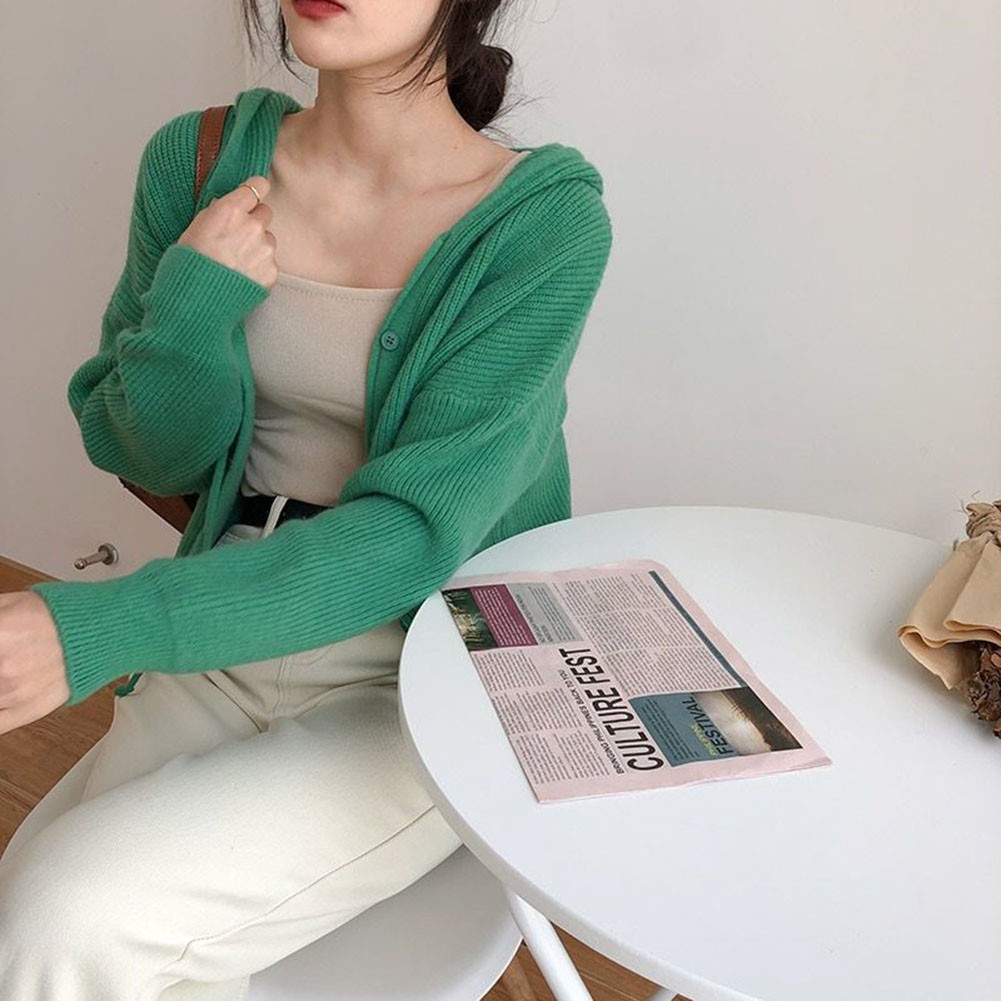 Diverse Color Options Women's Cozy Hooded Sweater with Button Features - Picture 22 of 45