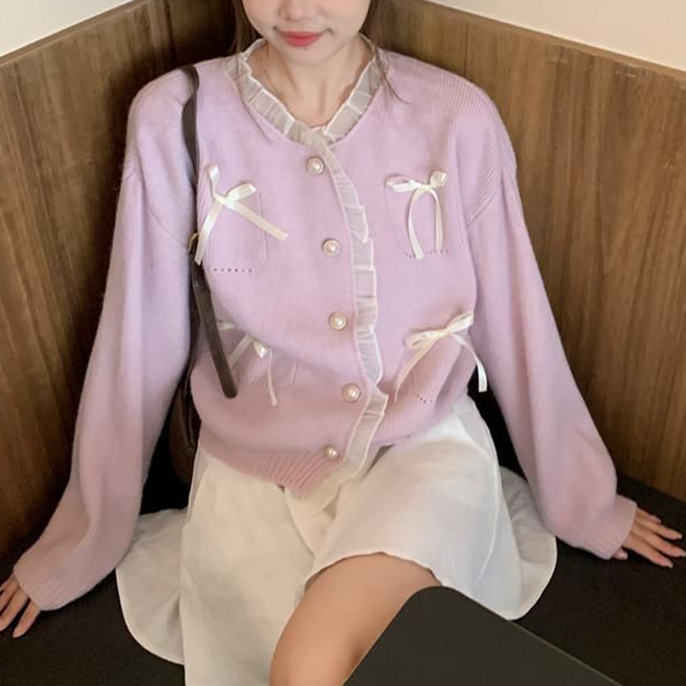 Wearable Art For Women's Cute Pink Cardi with Lace Stitching & Sleeves - Picture 28 of 42