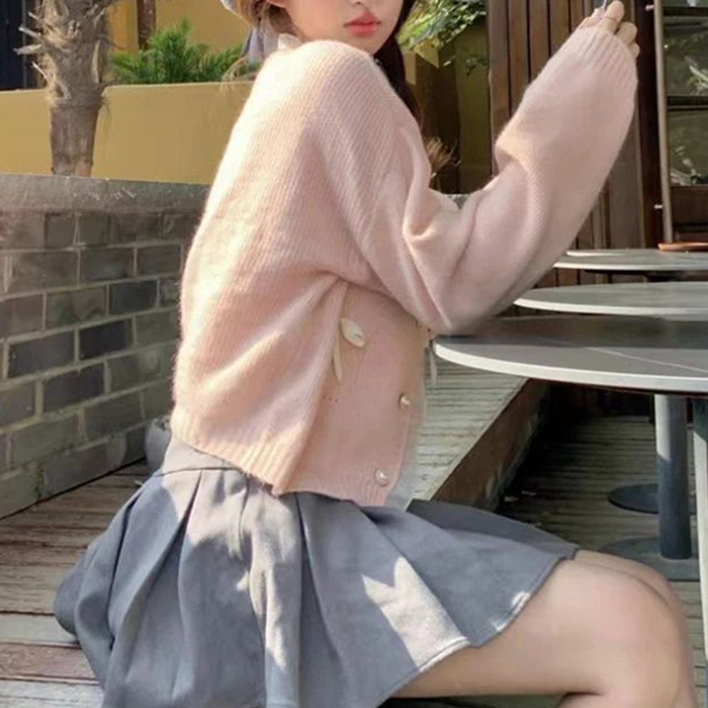 Wearable Art For Women's Cute Pink Cardi with Lace Stitching & Sleeves - Picture 16 of 42