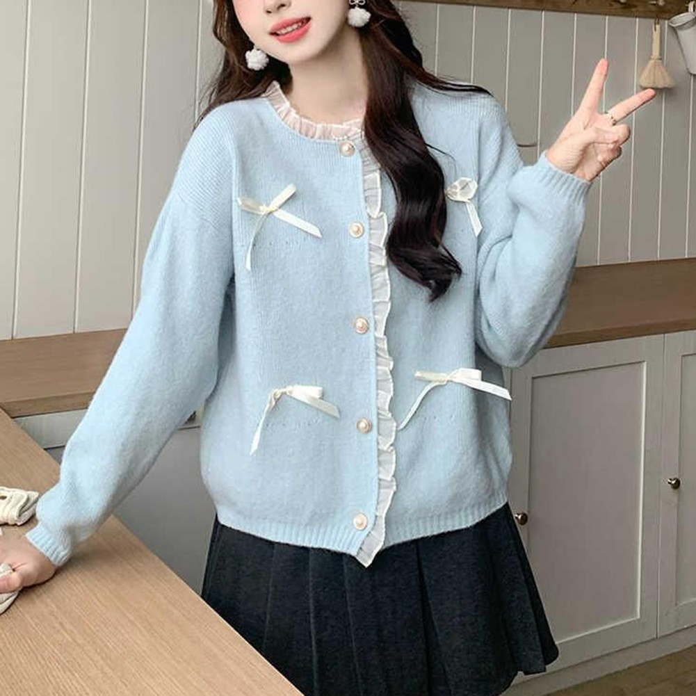 Wearable Art For Women's Cute Pink Cardi with Lace Stitching & Sleeves - Picture 27 of 42
