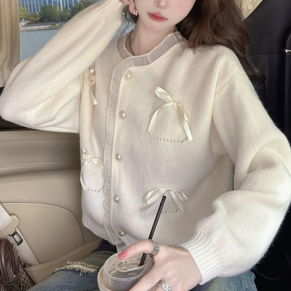 Wearable Art For Women's Cute Pink Cardi with Lace Stitching & Sleeves - Picture 41 of 42