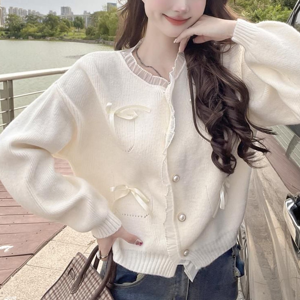 Wearable Art For Women's Cute Pink Cardi with Lace Stitching & Sleeves - Picture 35 of 42