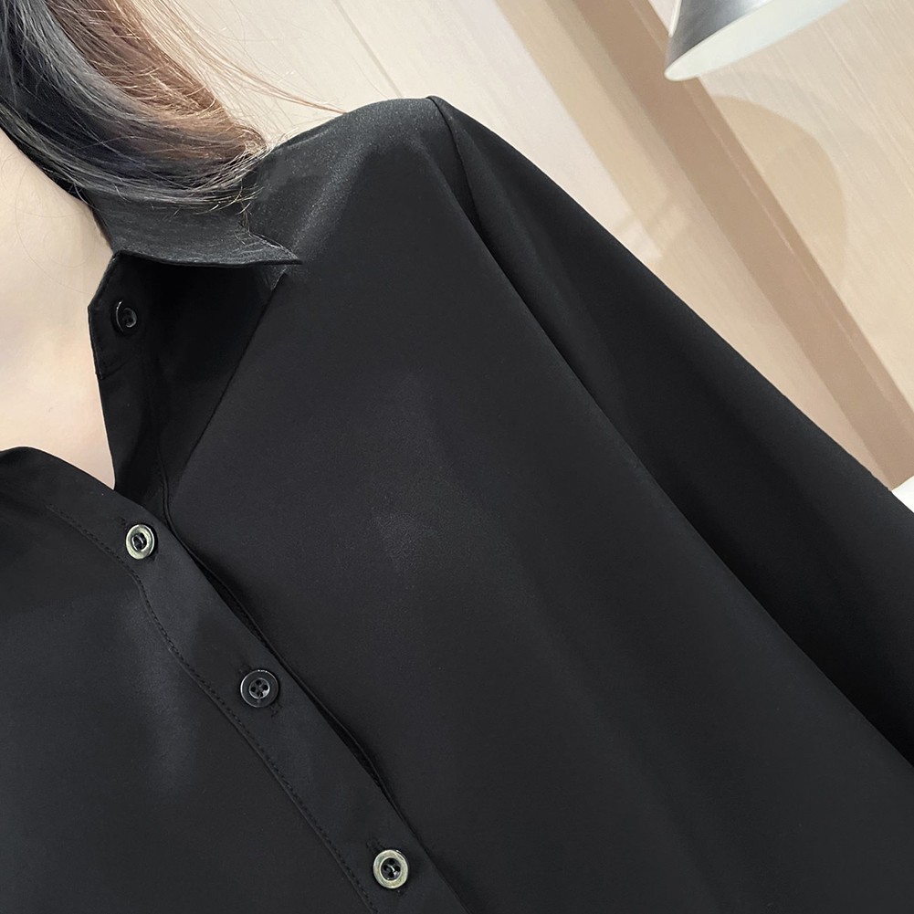 Simple Women's Long Sleeve Shirt Slim Fit Solid Top for Casual Outfits - Picture 15 of 24