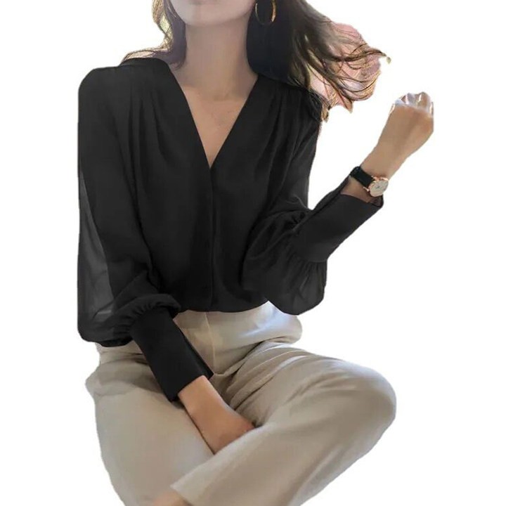 Easygoing For Women's Chiffon Top with Long Sleeves and Stylish Ruffles - Picture 20 of 37