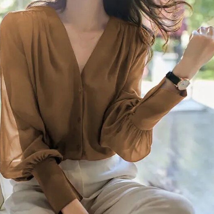 Easygoing For Women's Chiffon Top with Long Sleeves and Stylish Ruffles - Picture 21 of 37