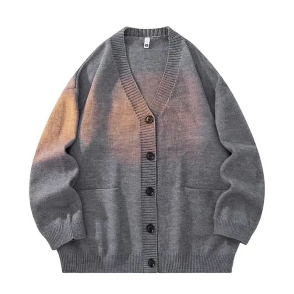 Cardigan tendance en maille ample pour homme avec col en V classique style couleurs mode