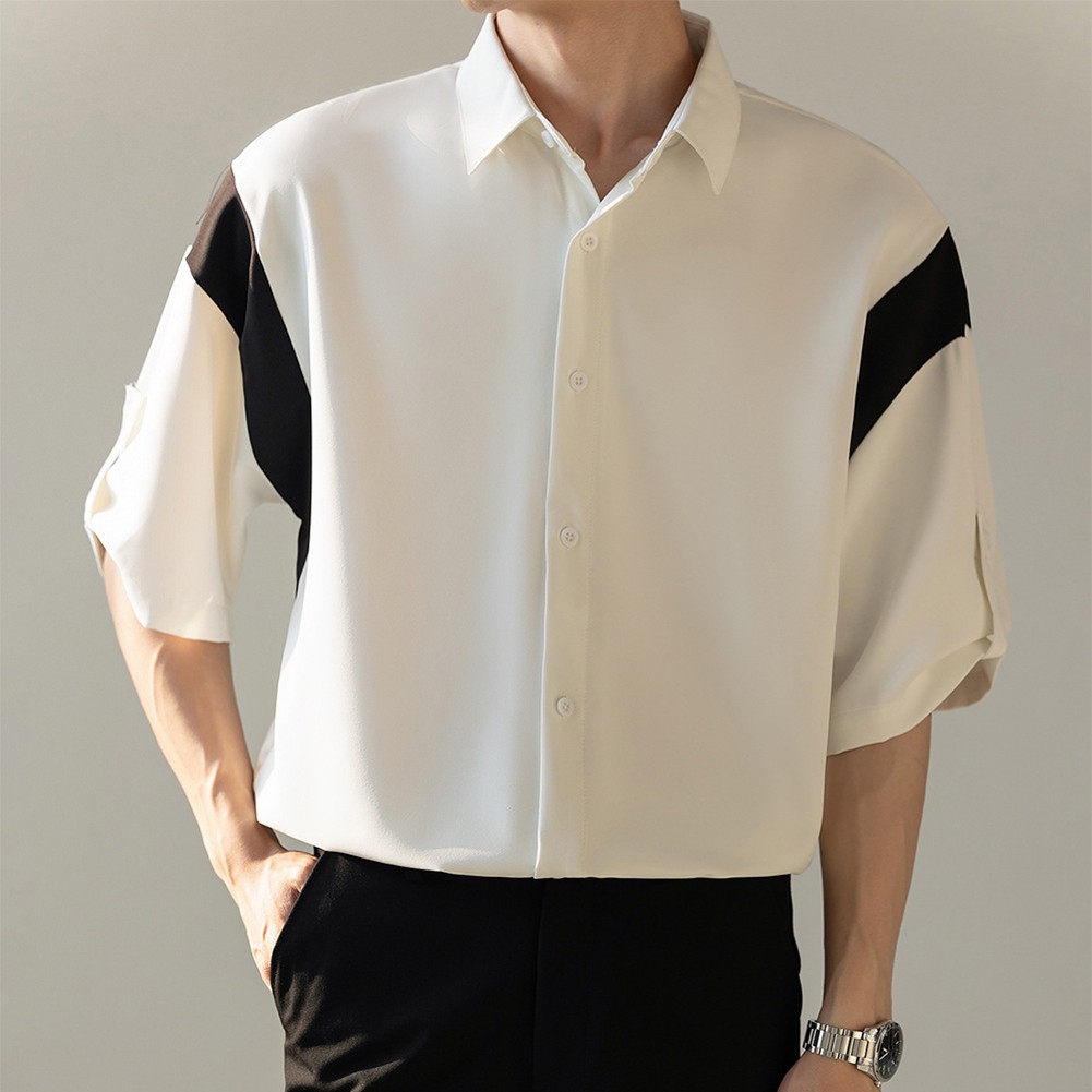 Men's Contemporary Summer Top with Bold Contrast Color and Half Sleeves - Picture 13 of 52