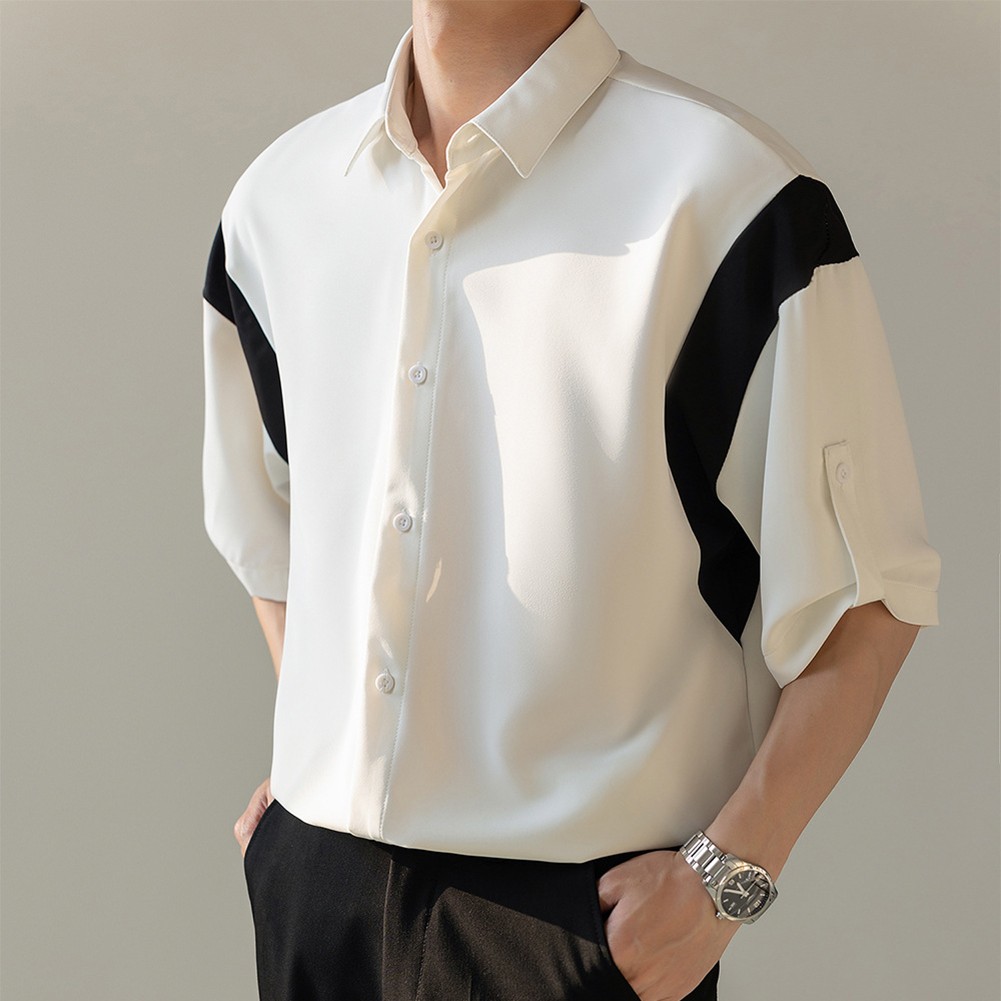 Men's Contemporary Summer Top with Bold Contrast Color and Half Sleeves - Picture 19 of 52
