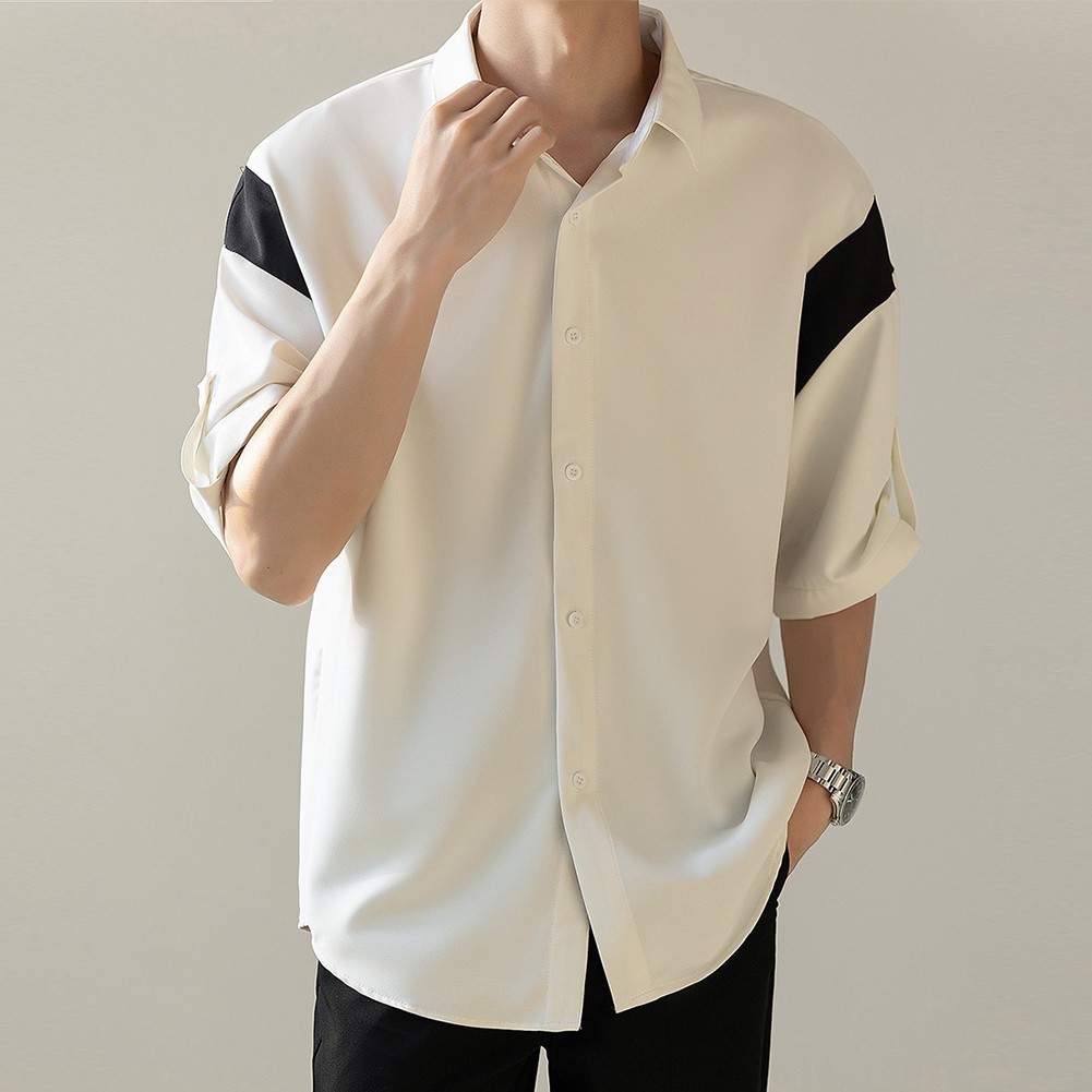 Men's Contemporary Summer Top with Bold Contrast Color and Half Sleeves - Picture 17 of 52
