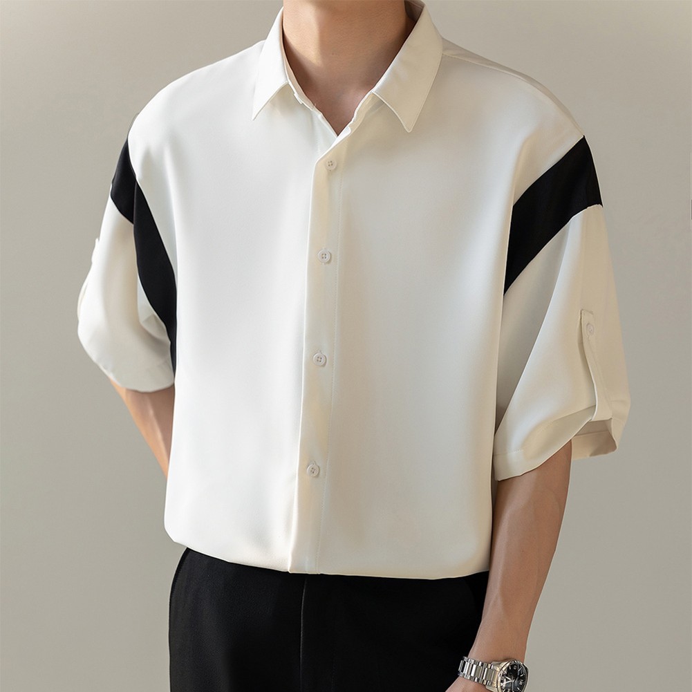 Men's Contemporary Summer Top with Bold Contrast Color and Half Sleeves - Picture 16 of 52