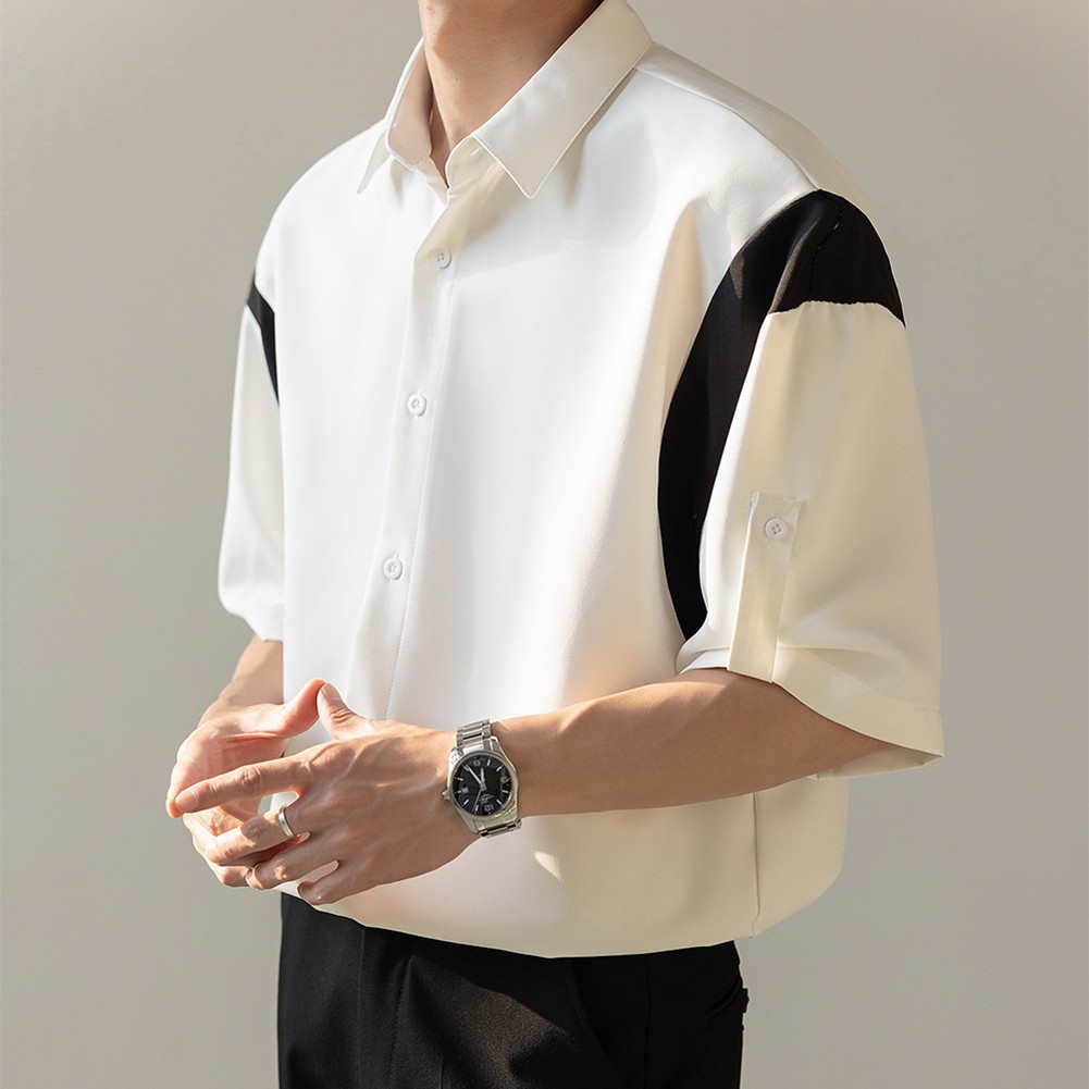 Men's Contemporary Summer Top with Bold Contrast Color and Half Sleeves - Picture 14 of 52