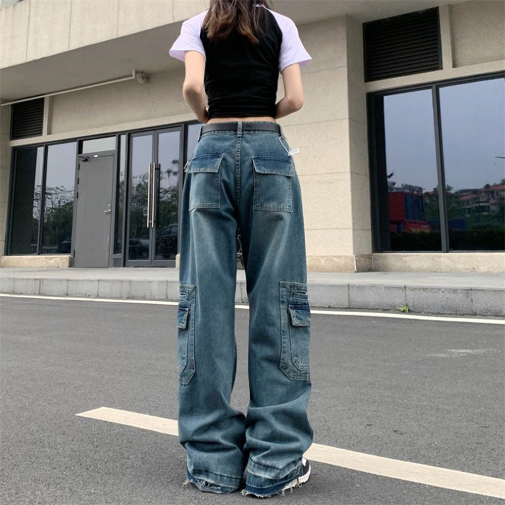 Sleek Womens High Waist Cargo Jeans Built for Comfort During Daily Activities - Picture 17 of 67