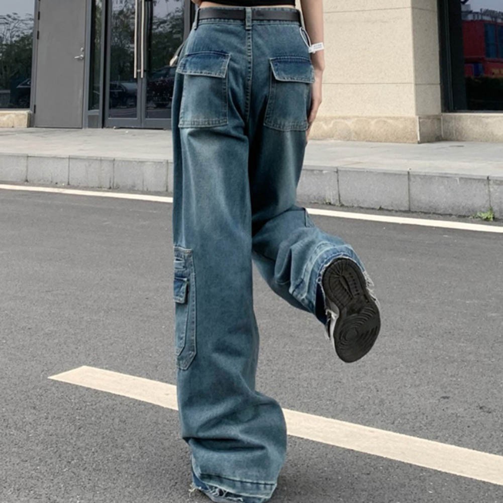 Sleek Womens High Waist Cargo Jeans Built for Comfort During Daily Activities - Picture 23 of 67