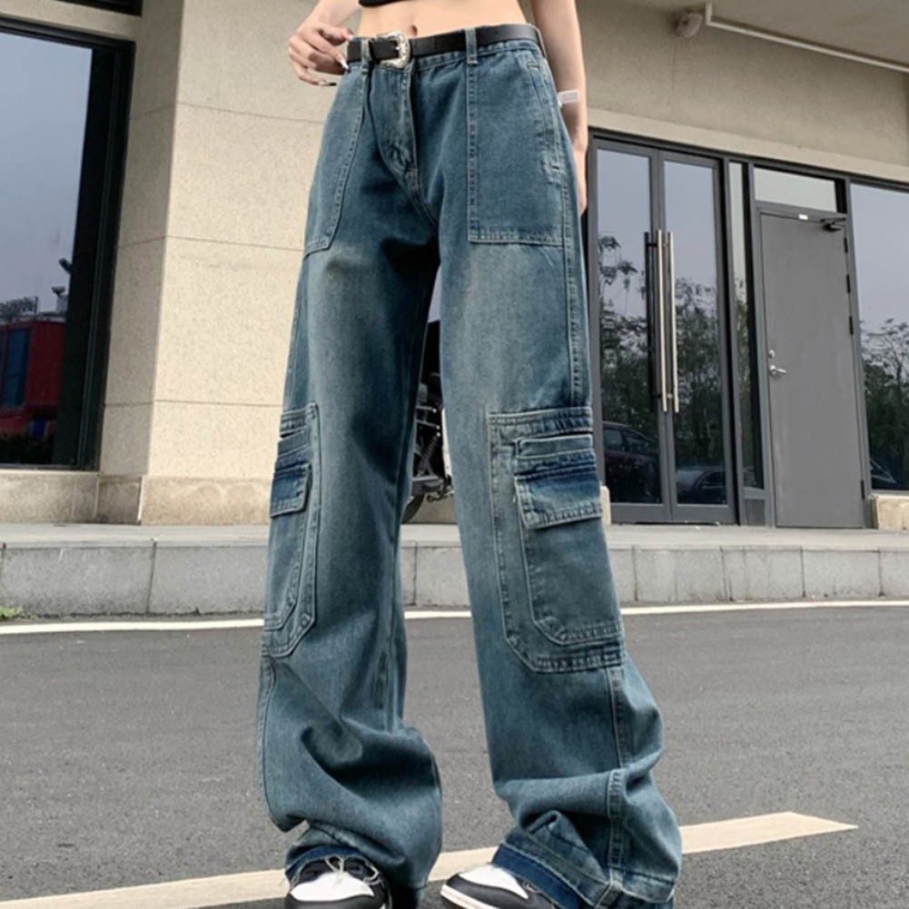 Sleek Womens High Waist Cargo Jeans Built for Comfort During Daily Activities - Picture 18 of 67