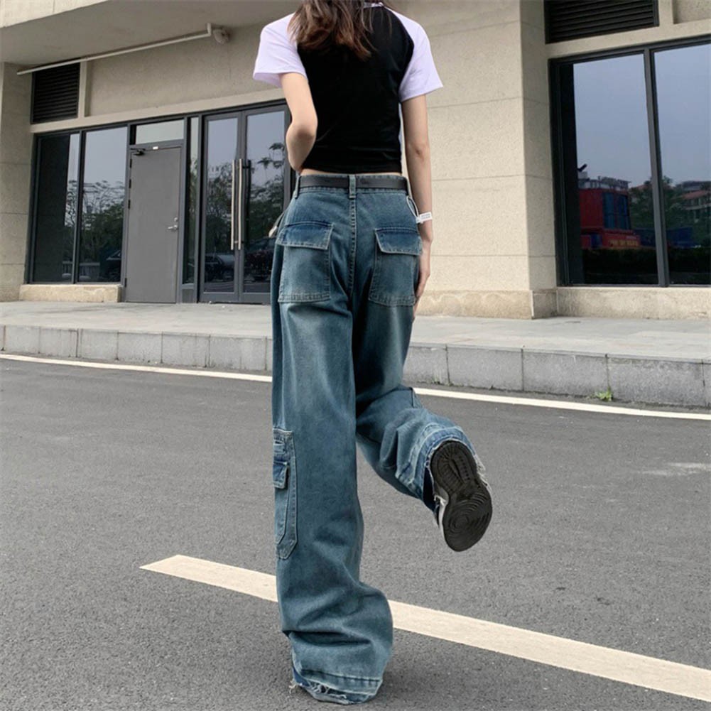 Sleek Womens High Waist Cargo Jeans Built for Comfort During Daily Activities - Picture 16 of 67
