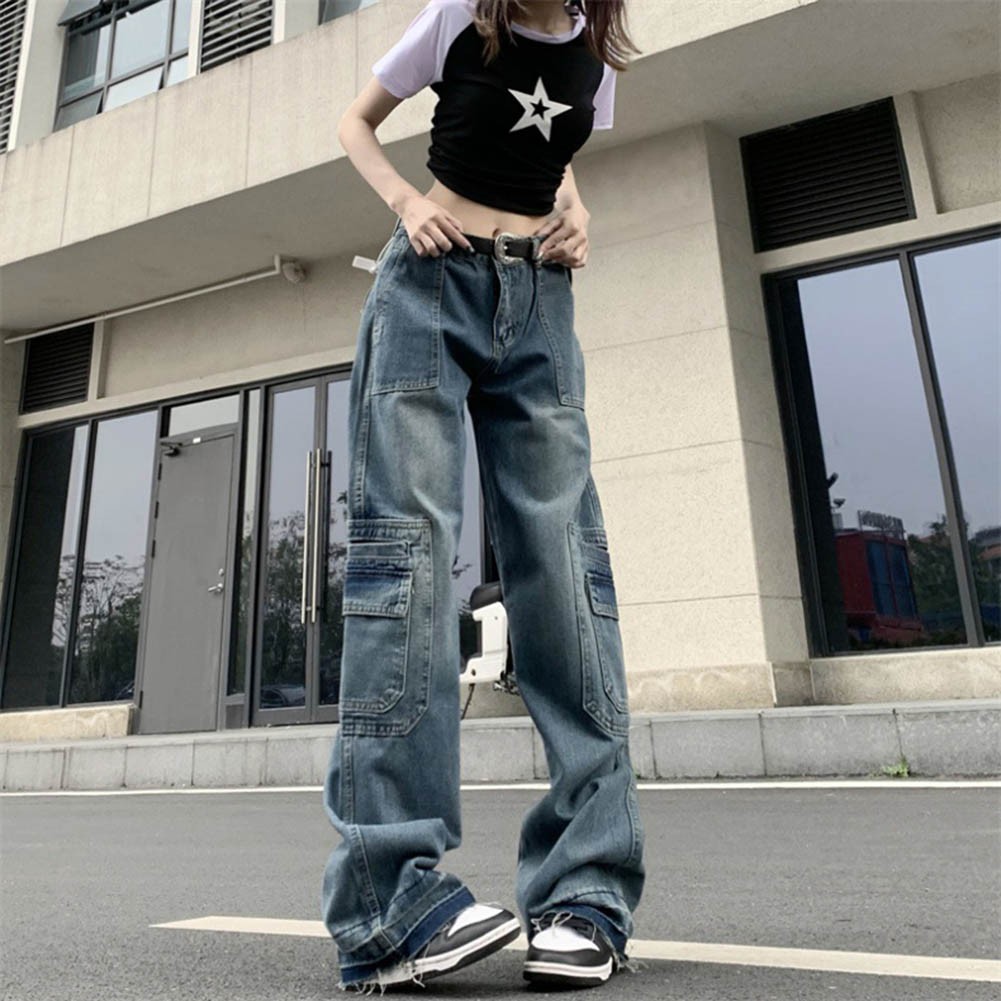 Sleek Womens High Waist Cargo Jeans Built for Comfort During Daily Activities - Picture 13 of 67