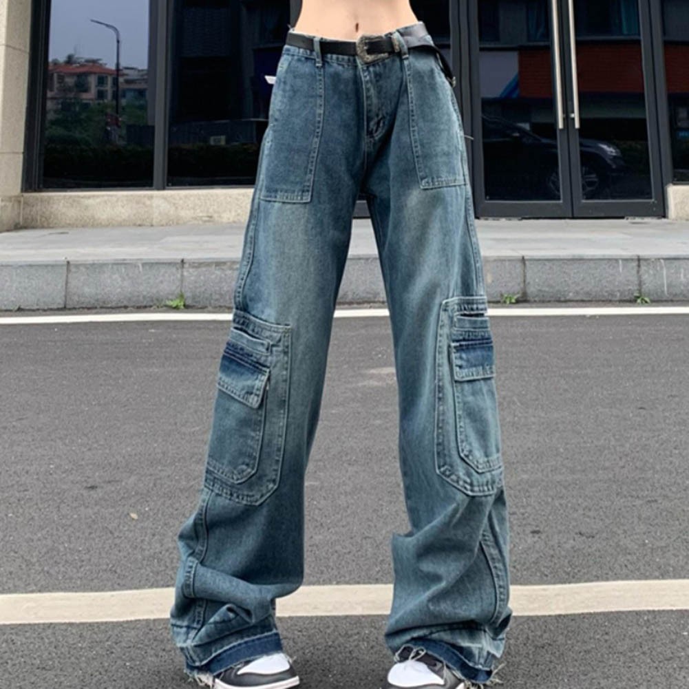 Sleek Womens High Waist Cargo Jeans Built for Comfort During Daily Activities - Picture 20 of 67