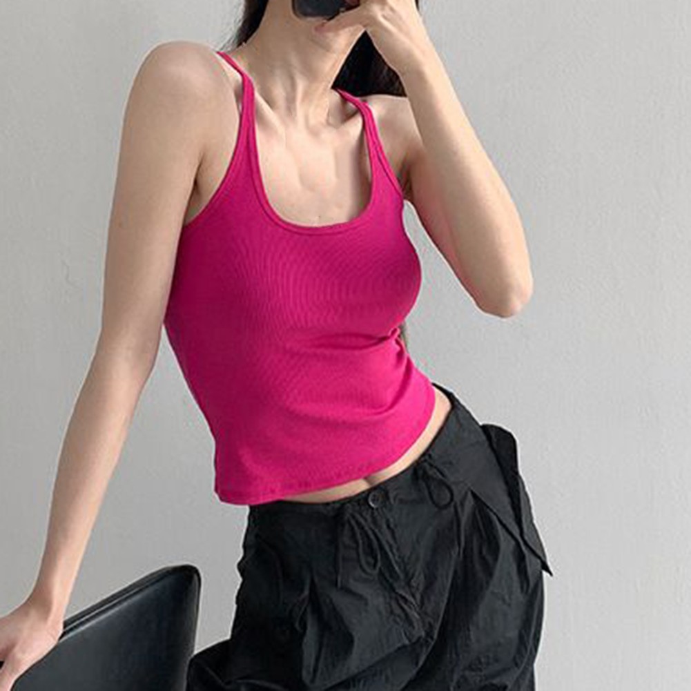 Contemporary Womens Sleeveless Top with Chest Padding and Stretch Fabric - Picture 31 of 44