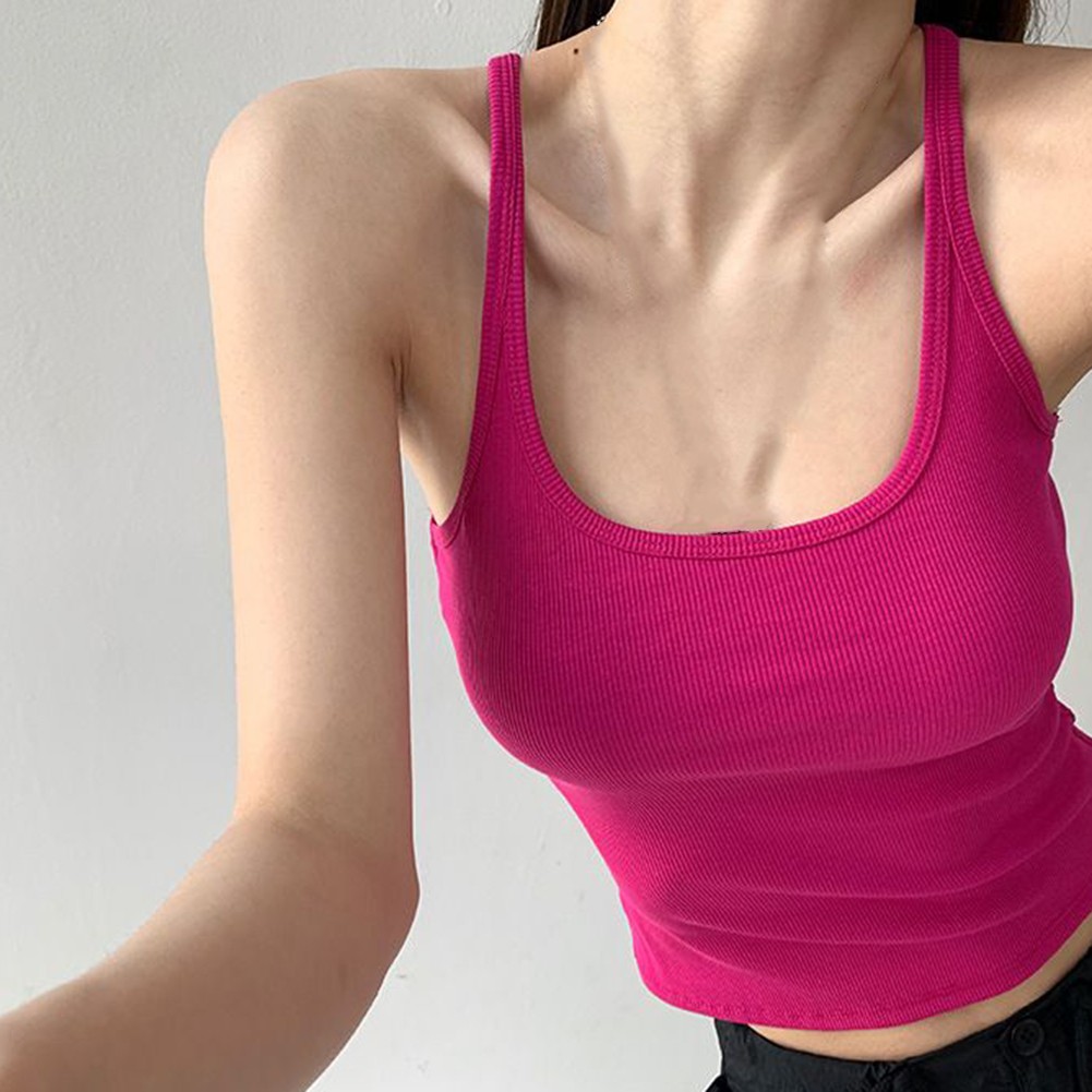 Contemporary Womens Sleeveless Top with Chest Padding and Stretch Fabric - Picture 32 of 44