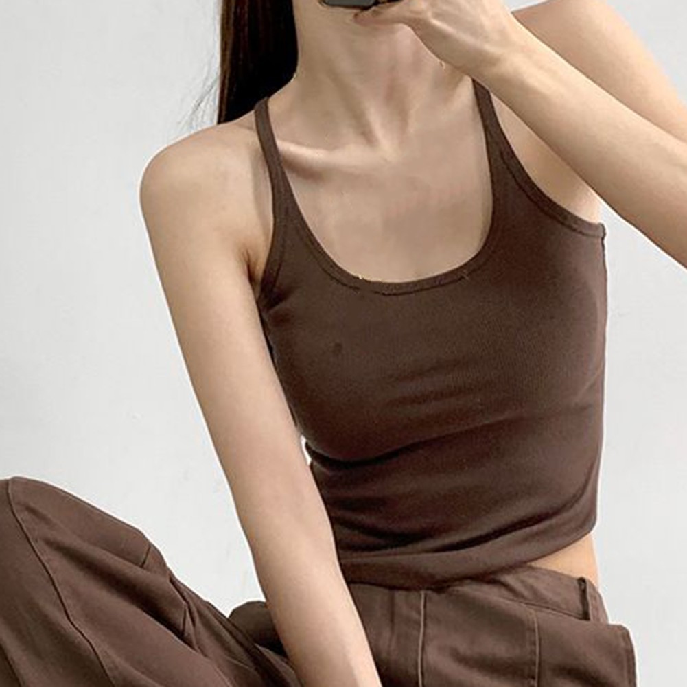 Contemporary Womens Sleeveless Top with Chest Padding and Stretch Fabric - Picture 40 of 44