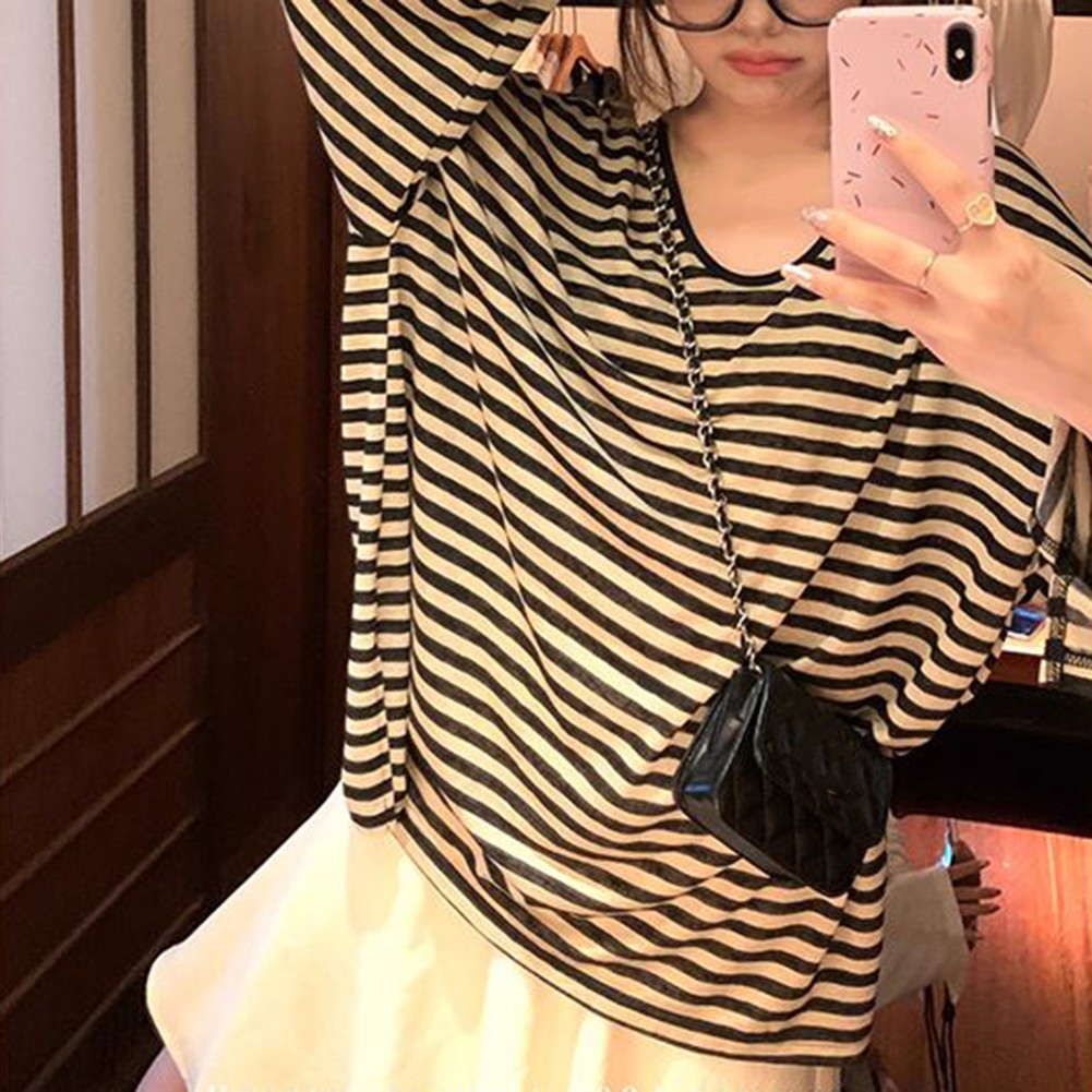 Cute Women's Long Sleeve T Shirt in Stripes Great for Outdoor Activities