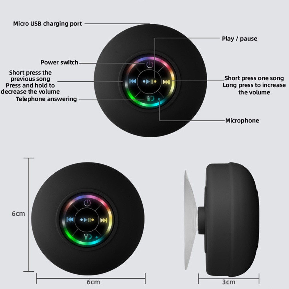 Lightweight BT Shower Speaker with Strong Suction and LED Light Feature - Photo 25/26