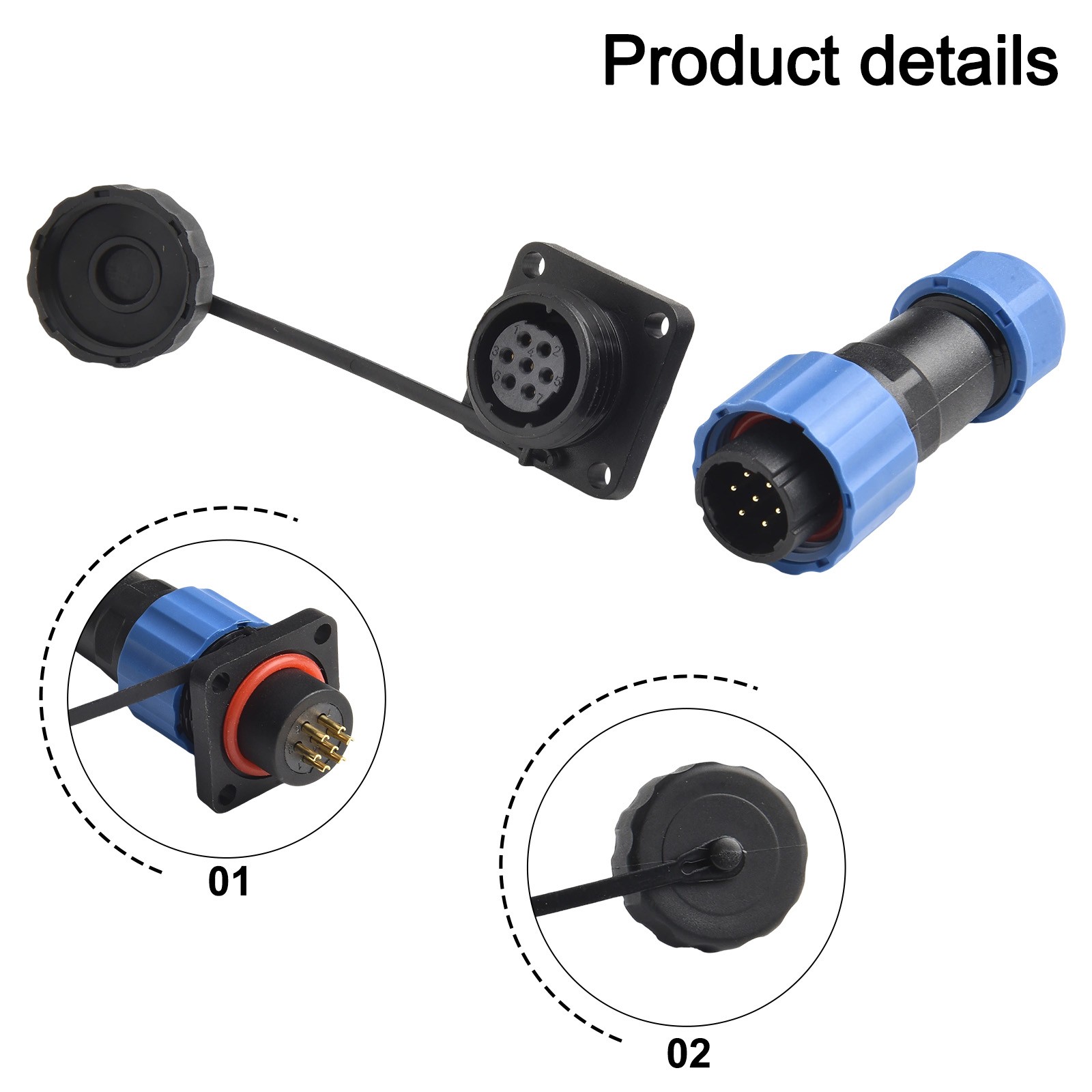 Blue Black IP68 Waterproof Circular Connector for LED Lighting (29pin) - Picture 74 of 75