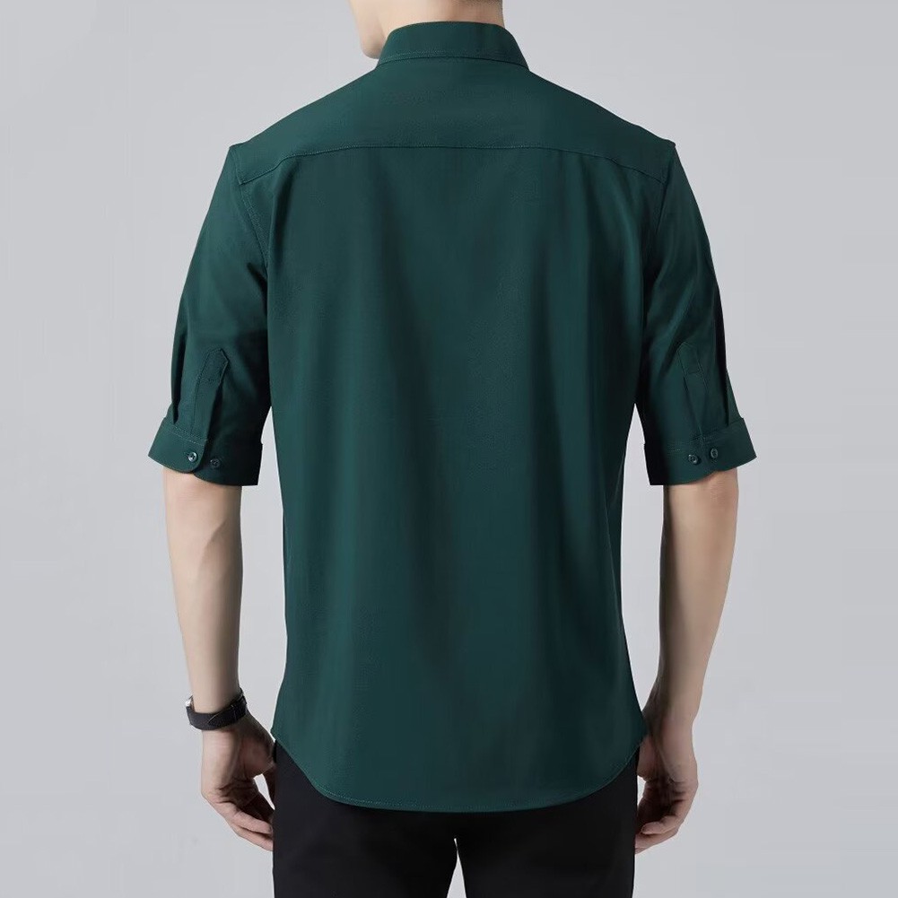 Breathable Ice Silk Mens Slim Fit Shirt Short Sleeves for All Occasions - Picture 15 of 37