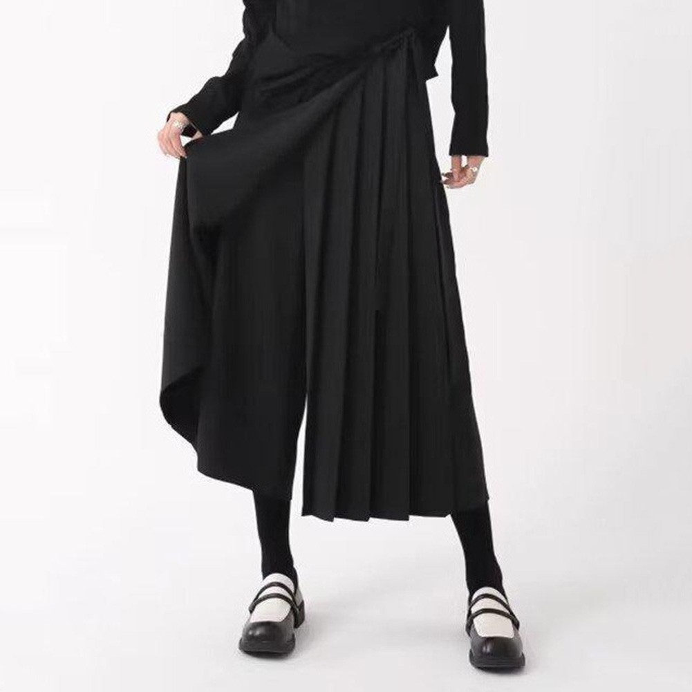 Trendige schwarze Culotte Hose für Herren mit bequemer mittlerer Taille - Bild 14 von 67