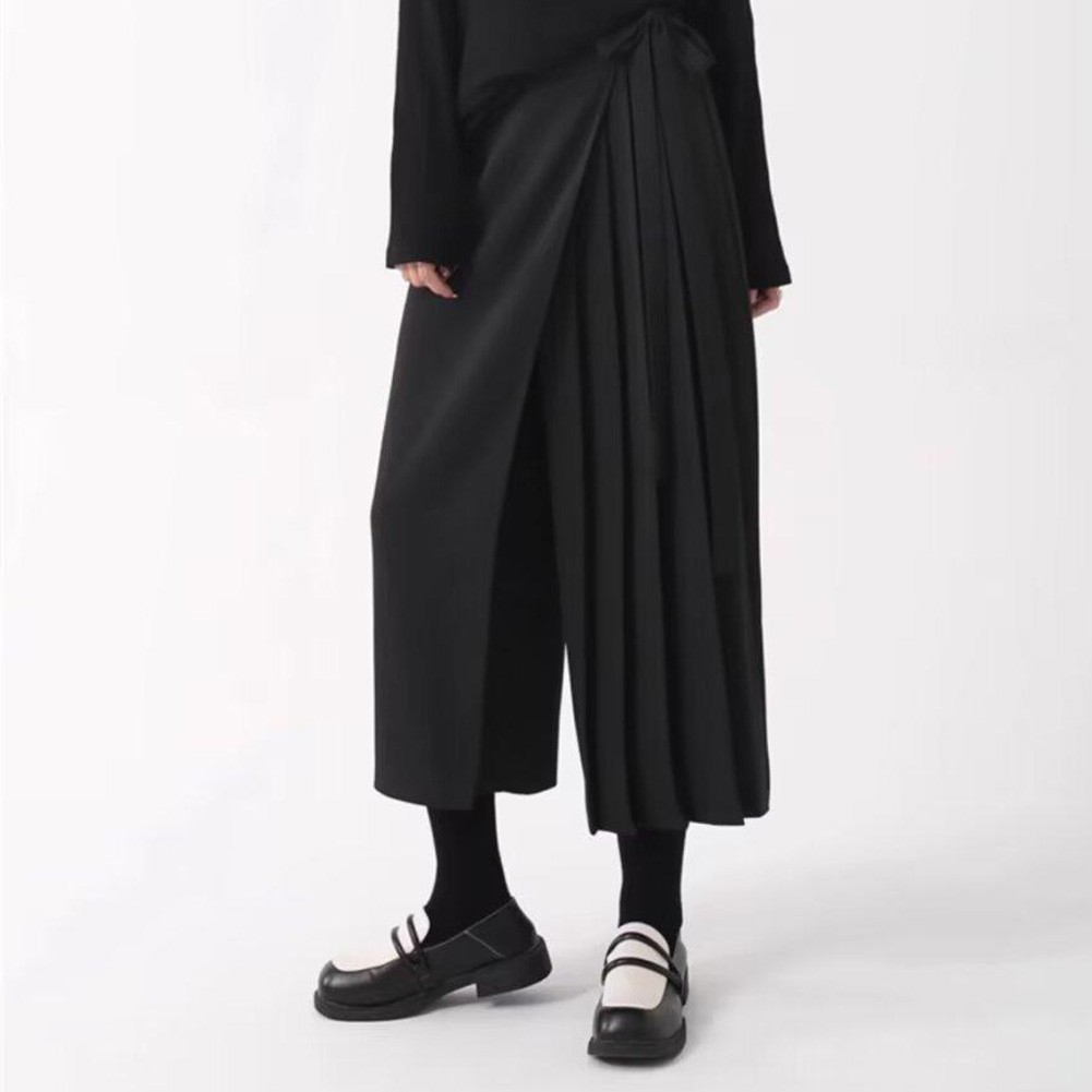 Trendige schwarze Culotte Hose für Herren mit bequemer mittlerer Taille - Bild 22 von 67