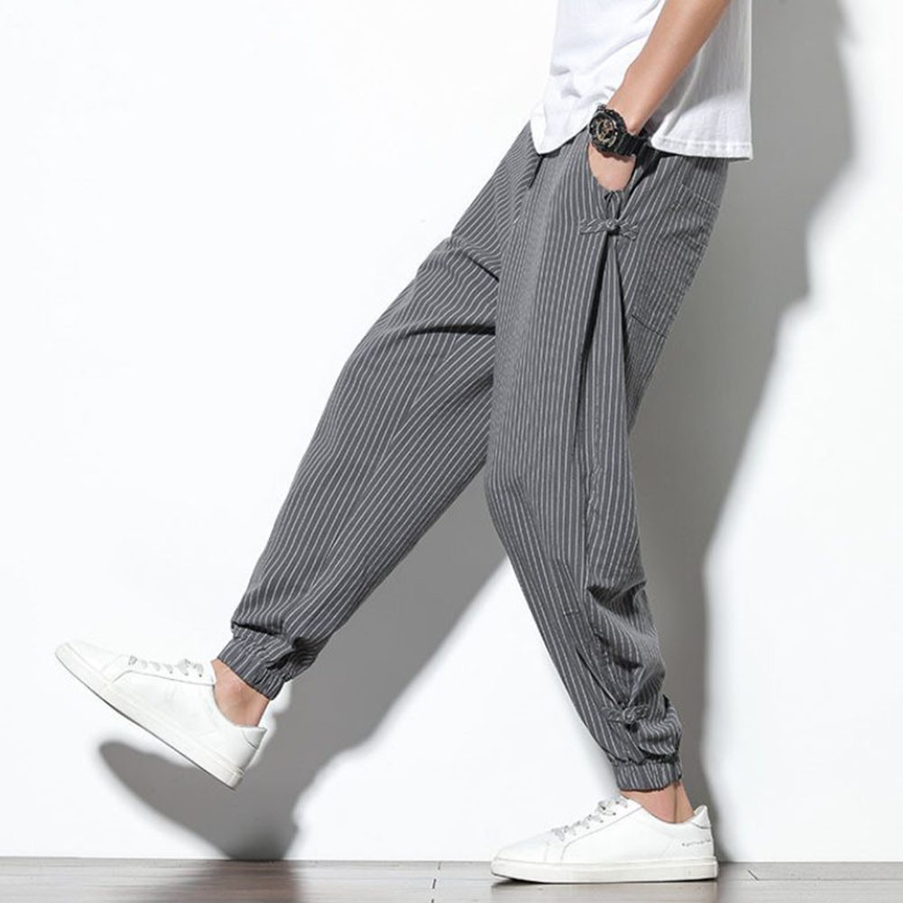 Lightweight and Trendy Mens Harem Pants with Stripe Pattern for Summer - Picture 16 of 68
