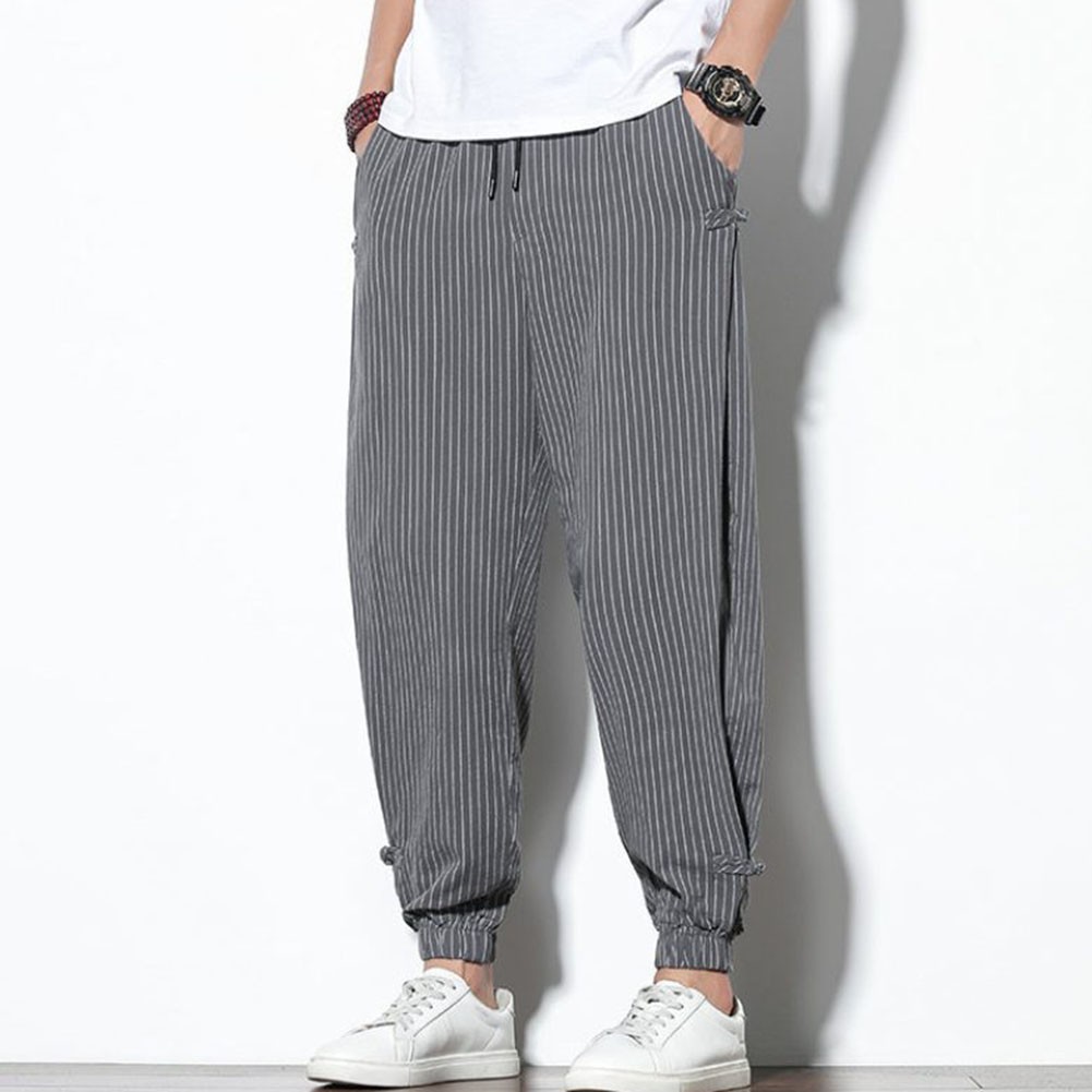 Lightweight and Trendy Mens Harem Pants with Stripe Pattern for Summer - Picture 19 of 68