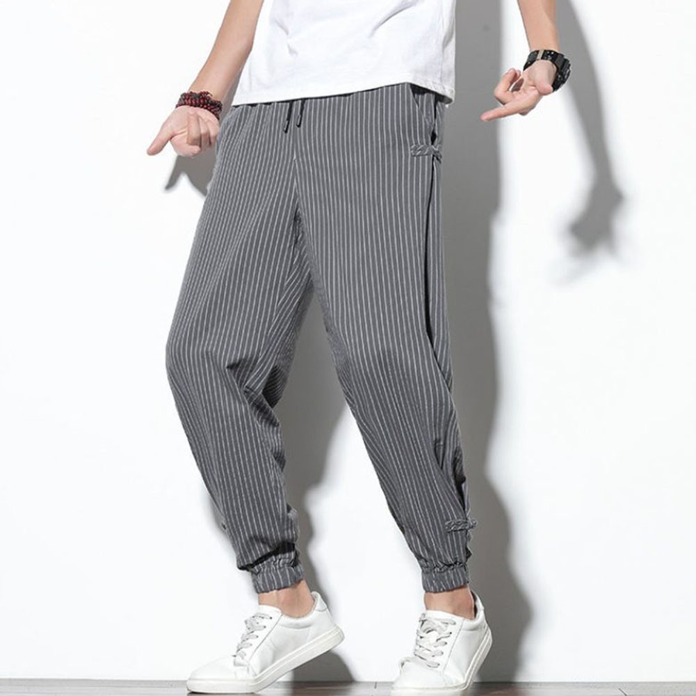 Lightweight and Trendy Mens Harem Pants with Stripe Pattern for Summer - Picture 18 of 68