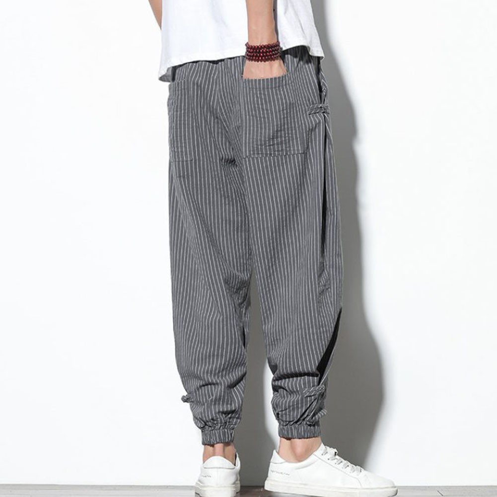 Lightweight and Trendy Mens Harem Pants with Stripe Pattern for Summer - Picture 20 of 68