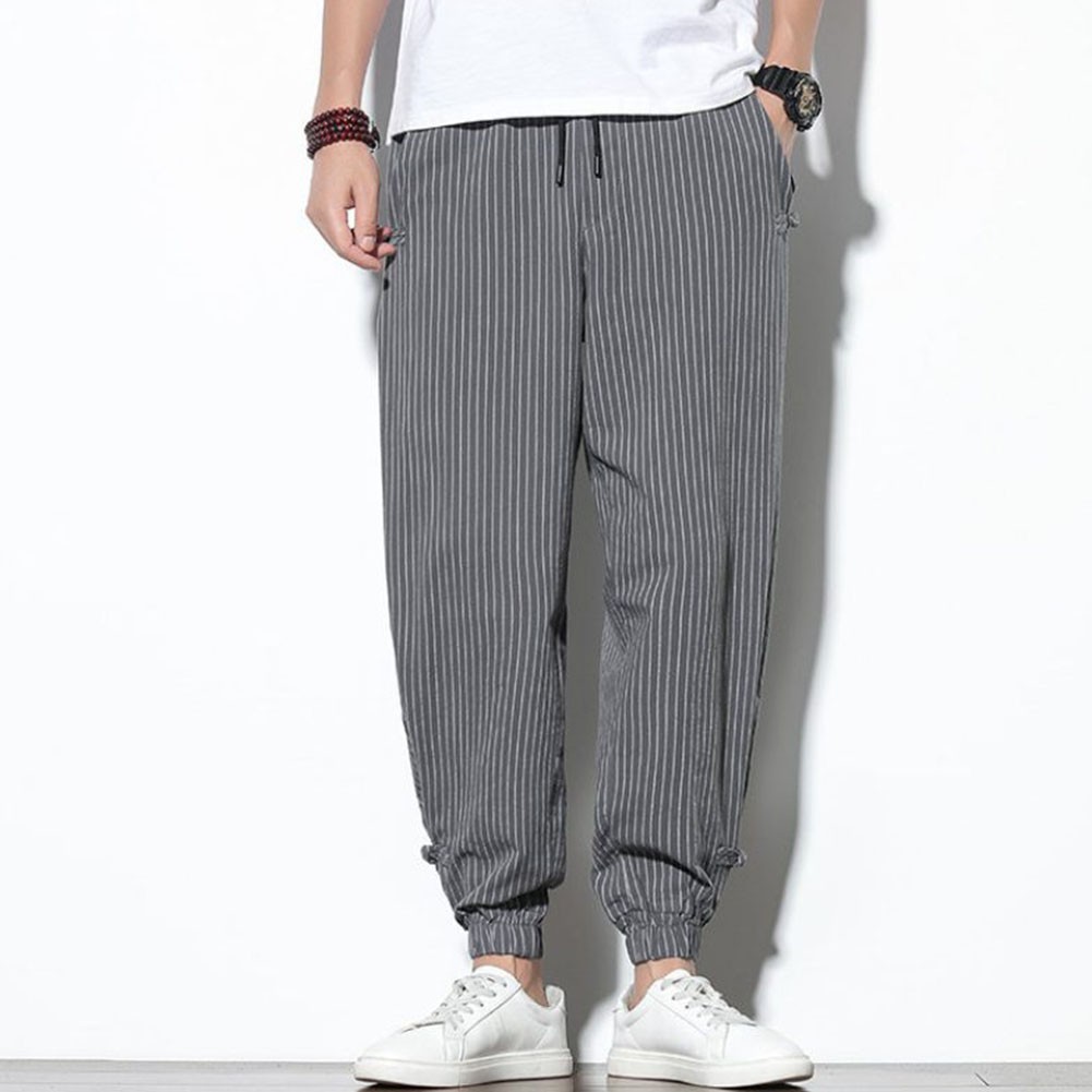 Lightweight and Trendy Mens Harem Pants with Stripe Pattern for Summer - Picture 14 of 68