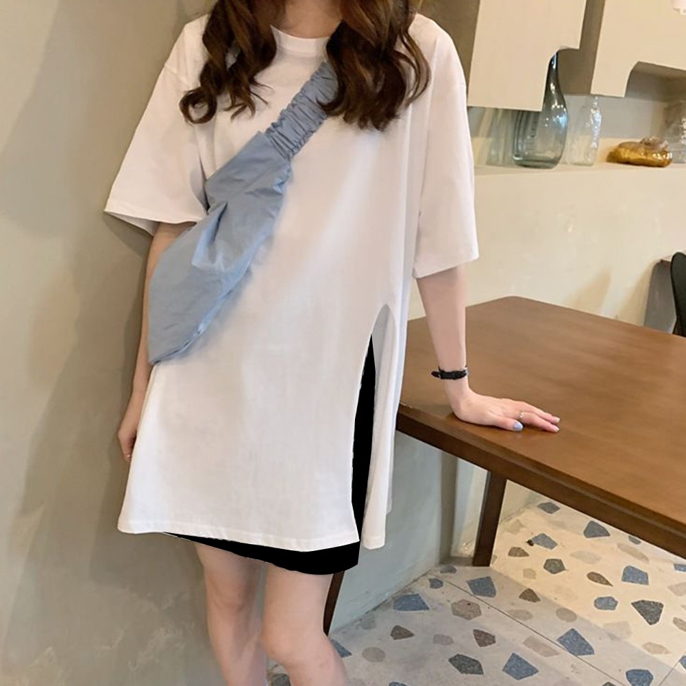 Trendy Summer T Shirt for Expecting Mothers with Slit Design and Loose Fit - Picture 13 of 47
