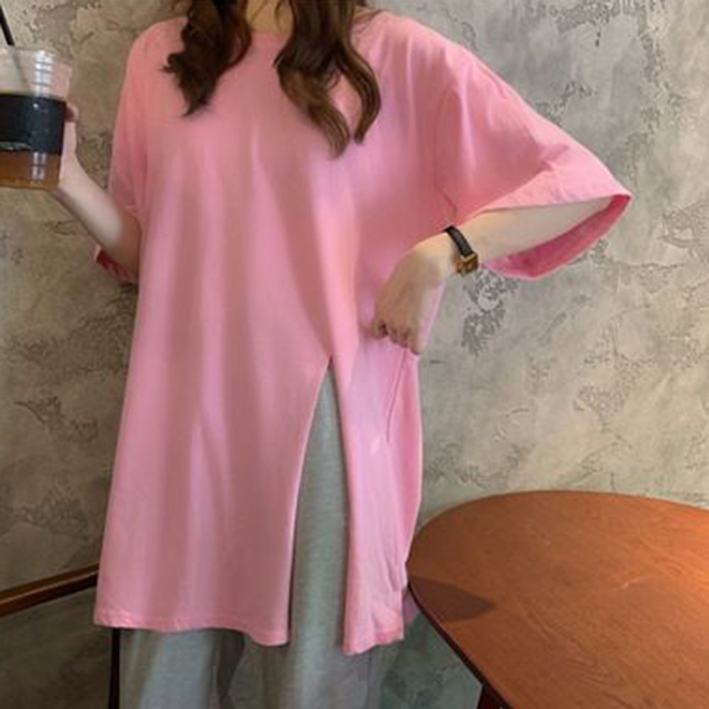 Trendy Summer T Shirt for Expecting Mothers with Slit Design and Loose Fit - Picture 27 of 47