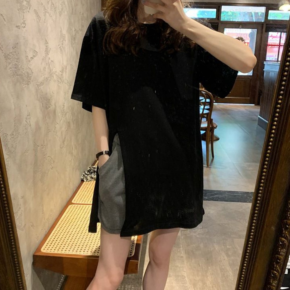 Trendy Summer T Shirt for Expecting Mothers with Slit Design and Loose Fit - Picture 45 of 47