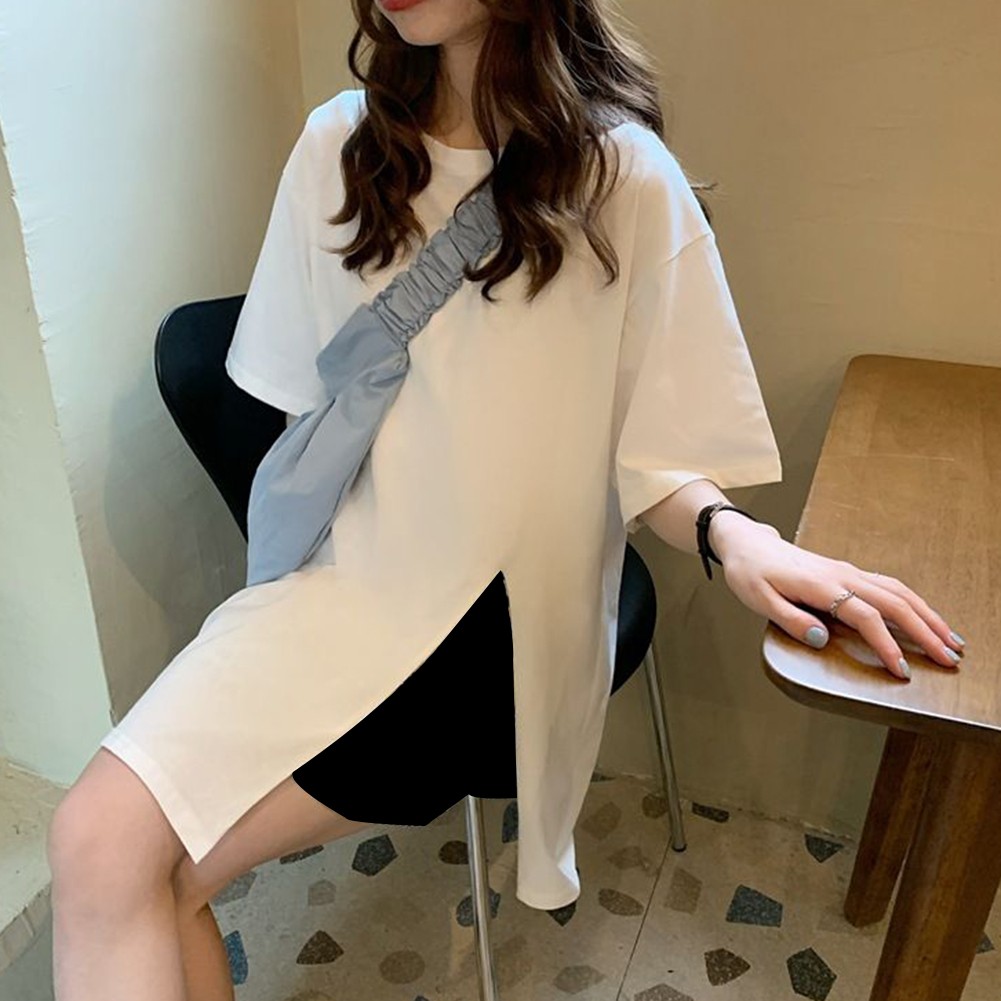 Trendy Summer T Shirt for Expecting Mothers with Slit Design and Loose Fit - Picture 20 of 47