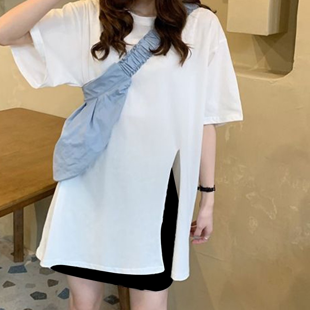 Trendy Summer T Shirt for Expecting Mothers with Slit Design and Loose Fit - Picture 18 of 47