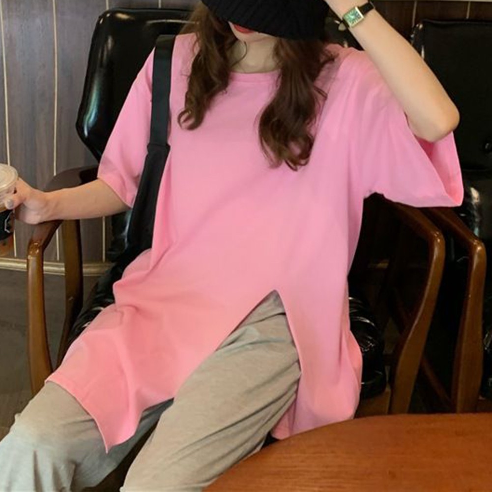 Trendy Summer T Shirt for Expecting Mothers with Slit Design and Loose Fit - Picture 25 of 47