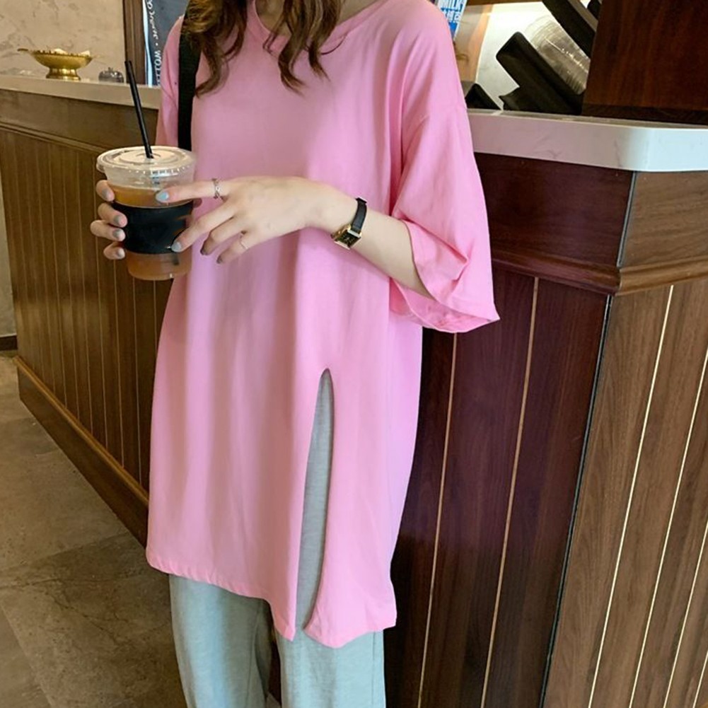 Trendy Summer T Shirt for Expecting Mothers with Slit Design and Loose Fit - Picture 26 of 47