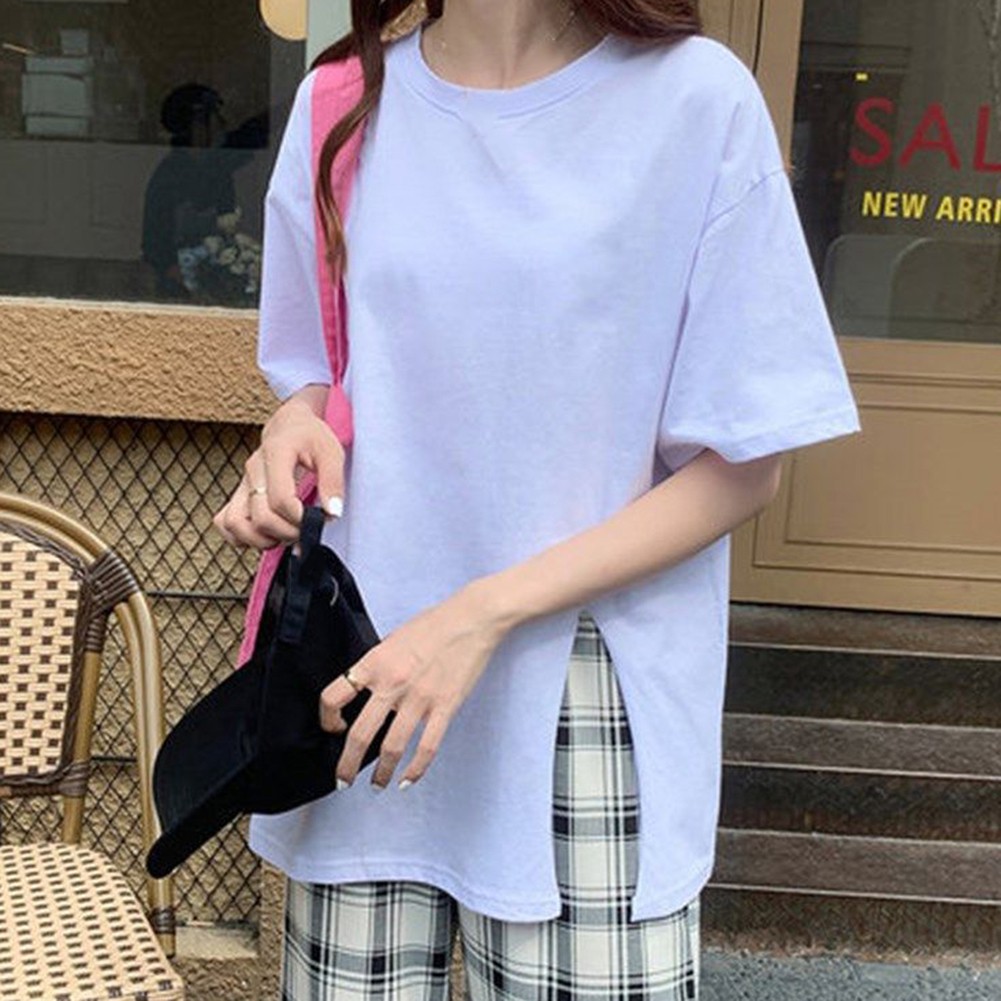 Trendy Summer T Shirt for Expecting Mothers with Slit Design and Loose Fit - Picture 14 of 47