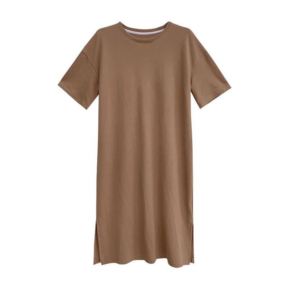 Relaxed Fit Solid Color Short Sleeve T Shirt Dress for Women Summer Essential - Picture 25 of 31