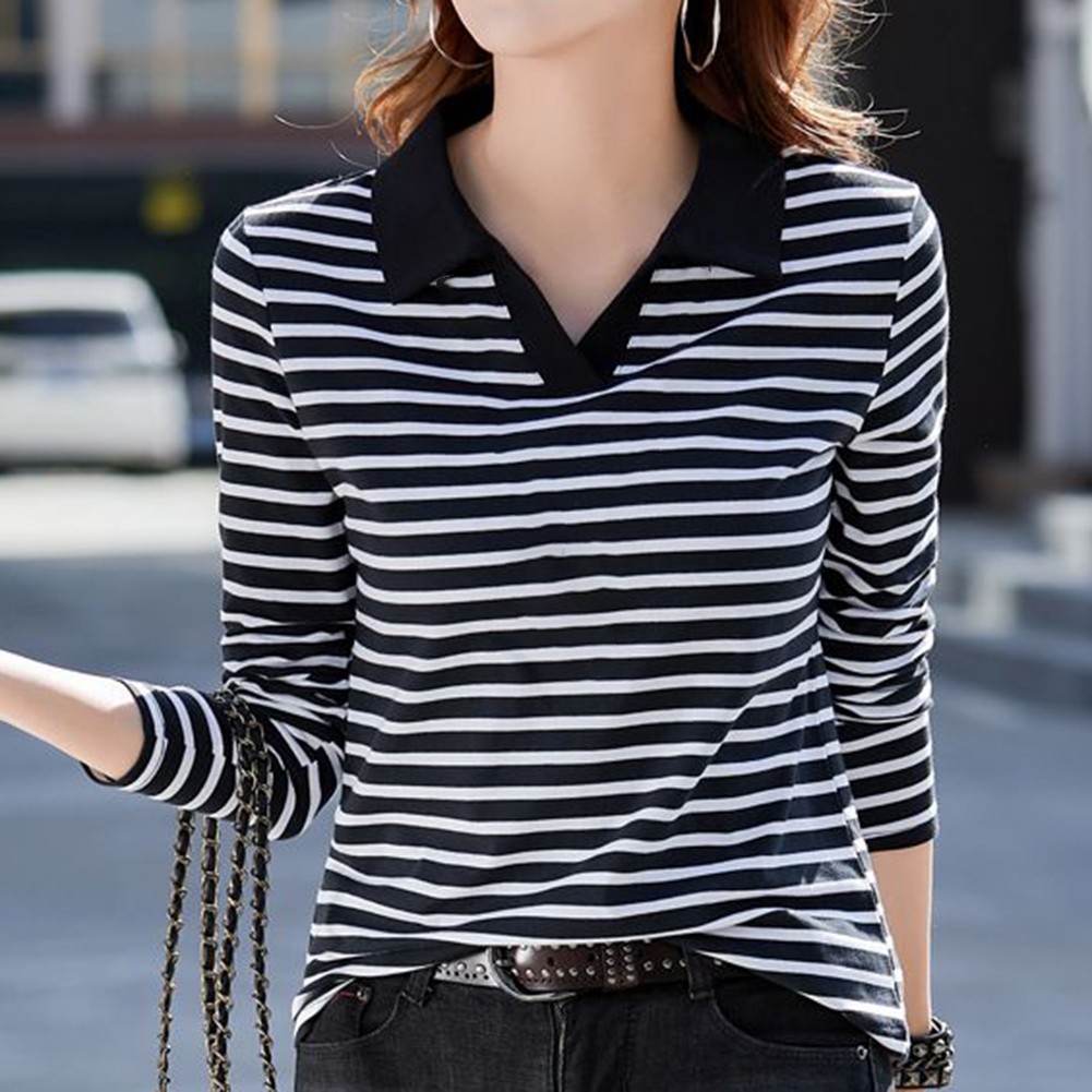 Für Damen Freizeit T-Shirt mit langen Ärmeln und V-Ausschnitt schlichtes Desig - Bild 13 von 32